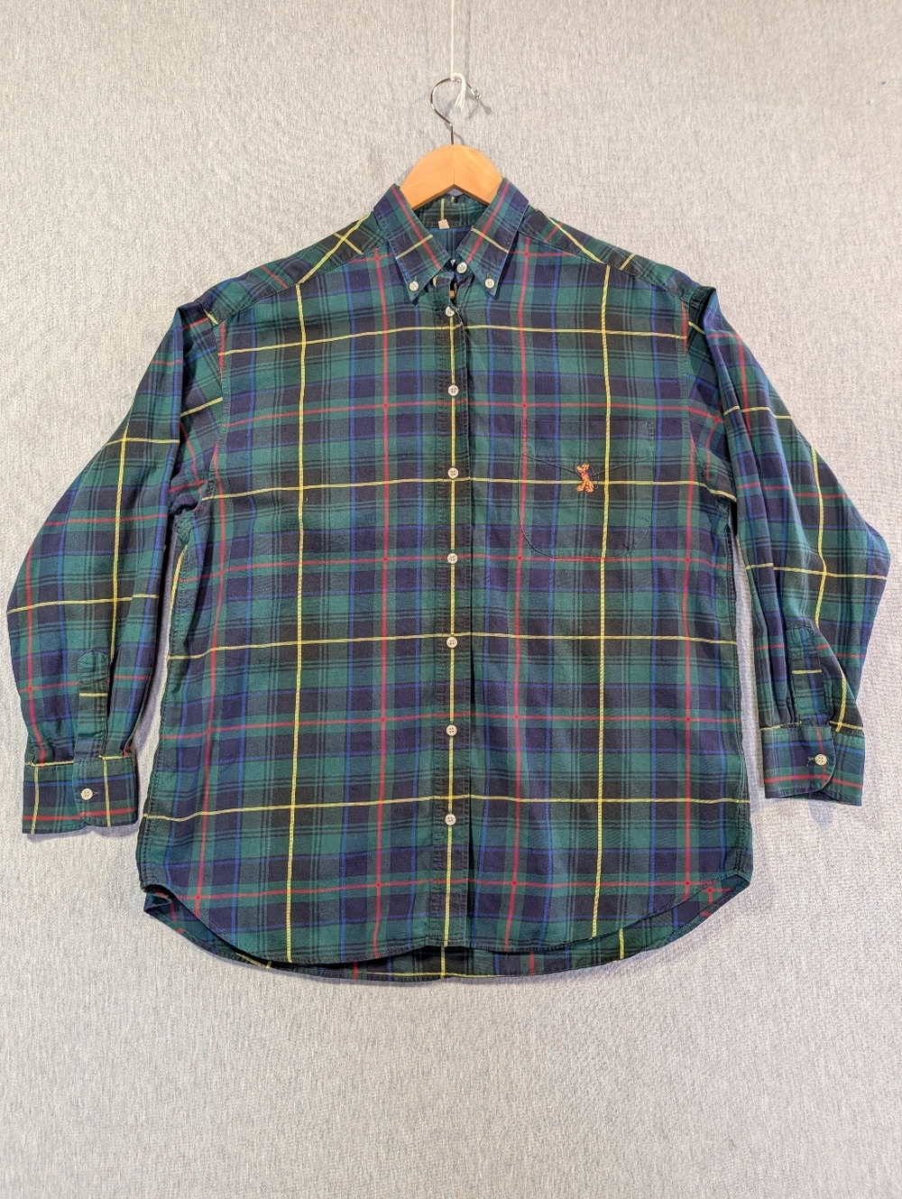 Donaldson Walt Disney Pluto Plaid Shirt Women's 42-(Large) Green Blue